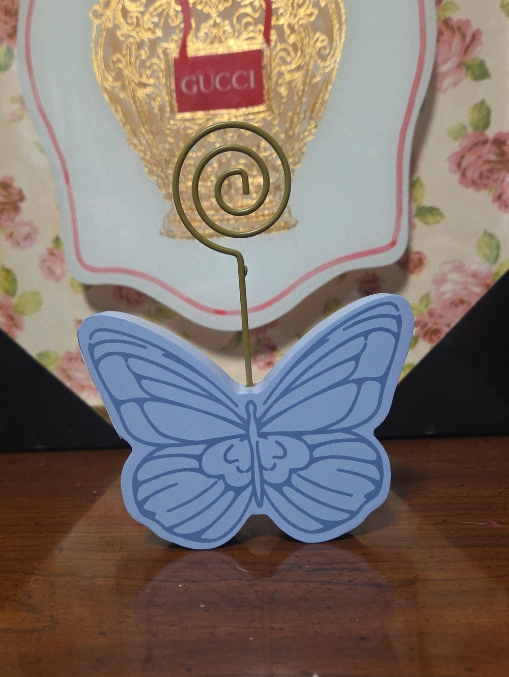 Dolly Blue Butterfly Photo/Note Holder